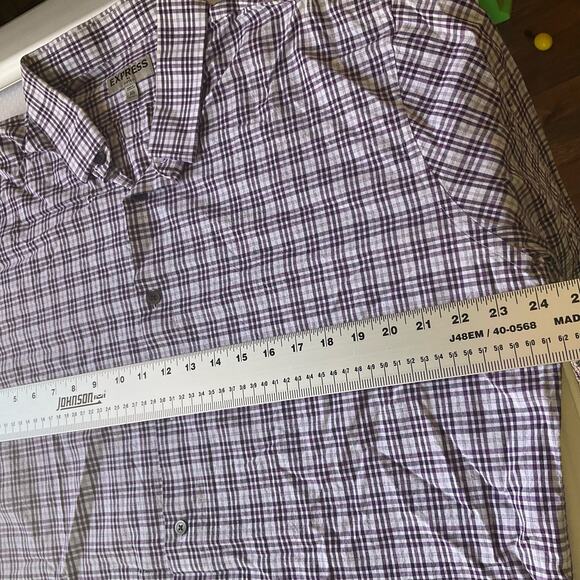 Express Fitted Long Sleeve Button Down Shirt size 2XL (18-18 1/2), Gray & White - Picture 4 of 8
